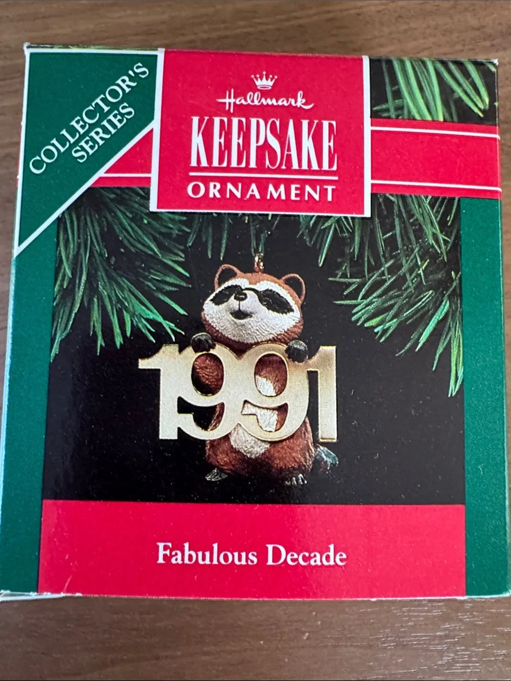 Hallmark Fabulous Decade Ornament Raccoon with Gold 1991 Pendant